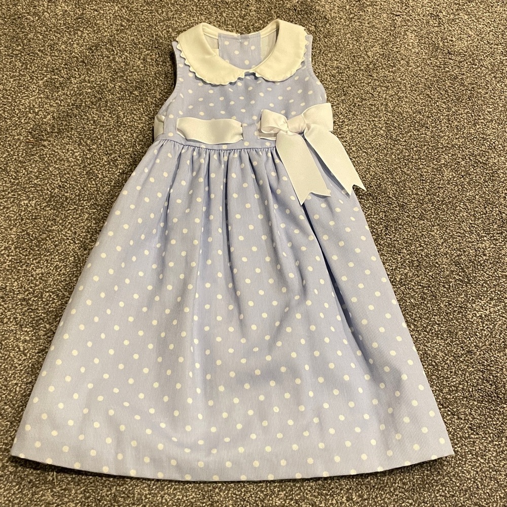 Bonnie Jean Dress Size 4T spring Easter polka dot blue white